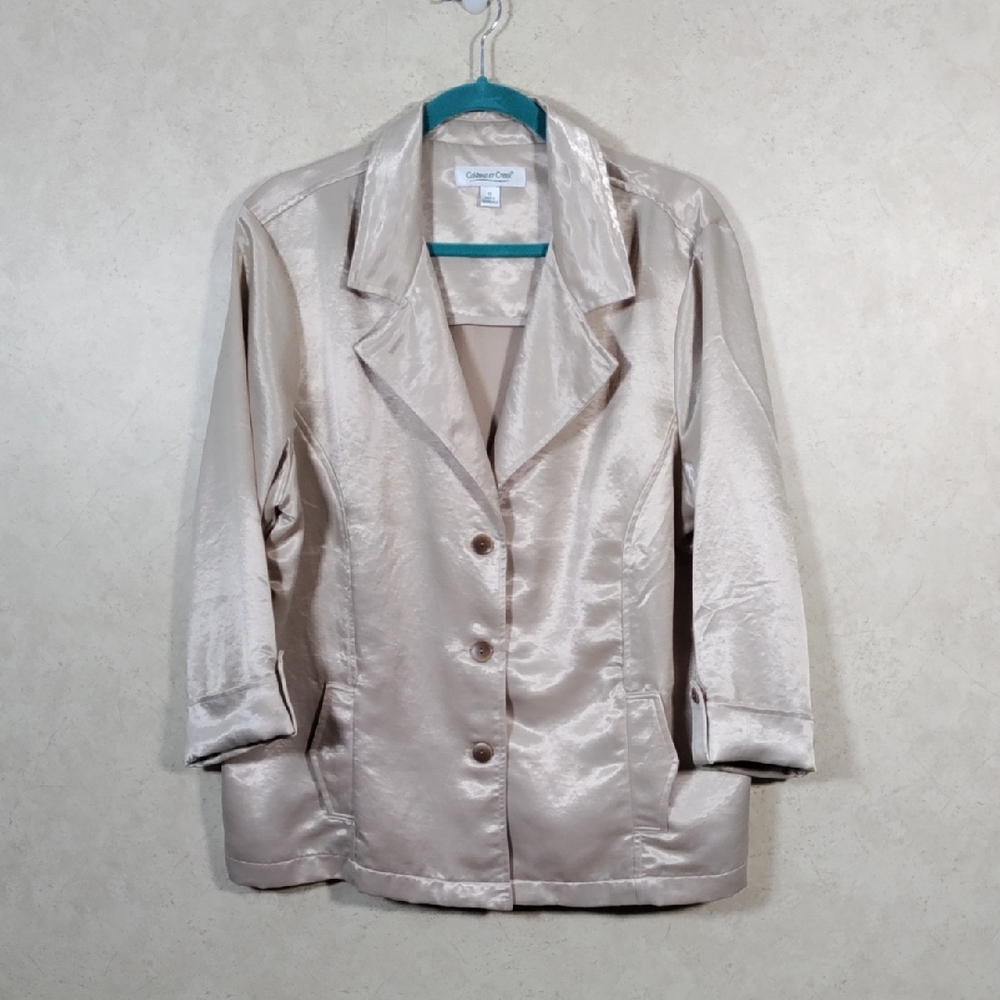 6098 Coldwater Creek golden tan satin blazer 1X